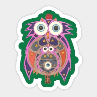 Momma Owl with Red Fez Sticker